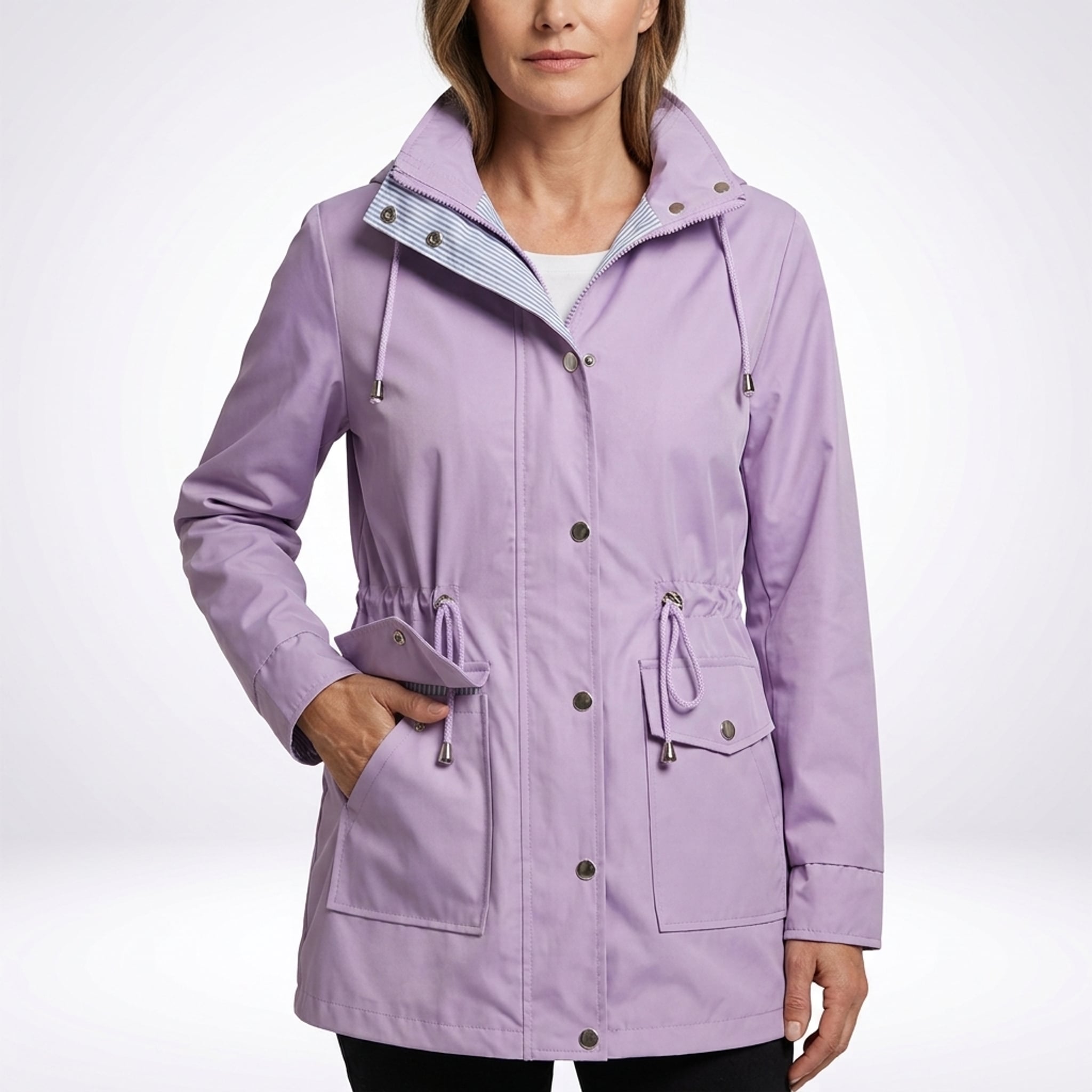 Léa Cinched Detachable Hood Windbreaker
