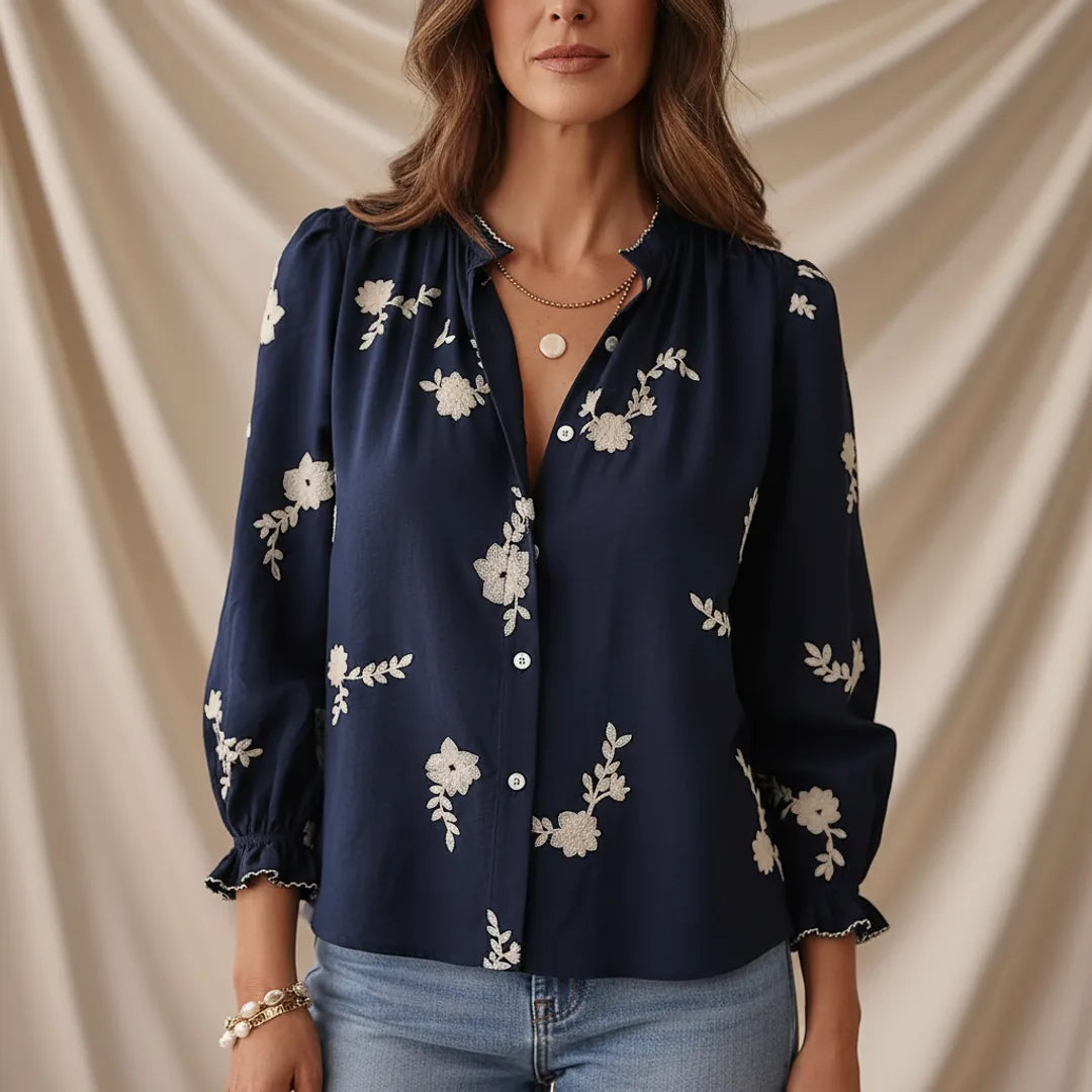 Léa Chic Floral Open Shirt Blouse