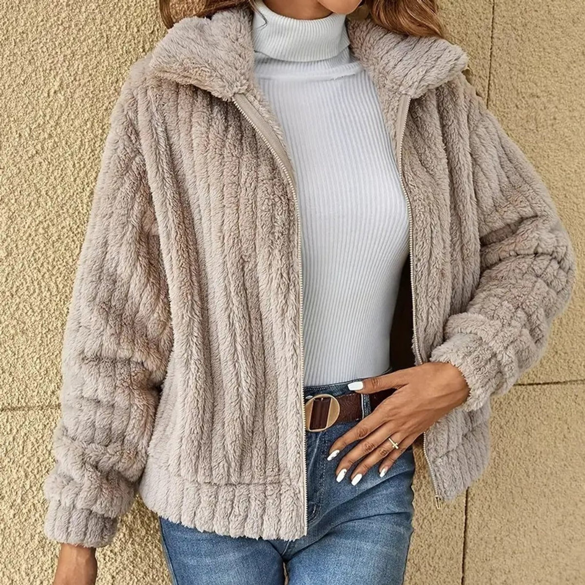 Léa Warm Microfleece Lapel Jacket