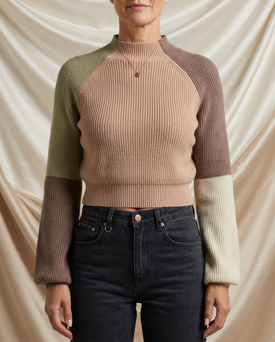 Léa Chic Colorblock Long Sleeve Pullover