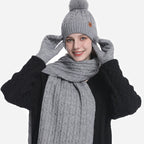 Léa Cable Knit Pom Beanie Scarf Set