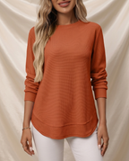 Penelope Waffle Knit Long Sleeve Top