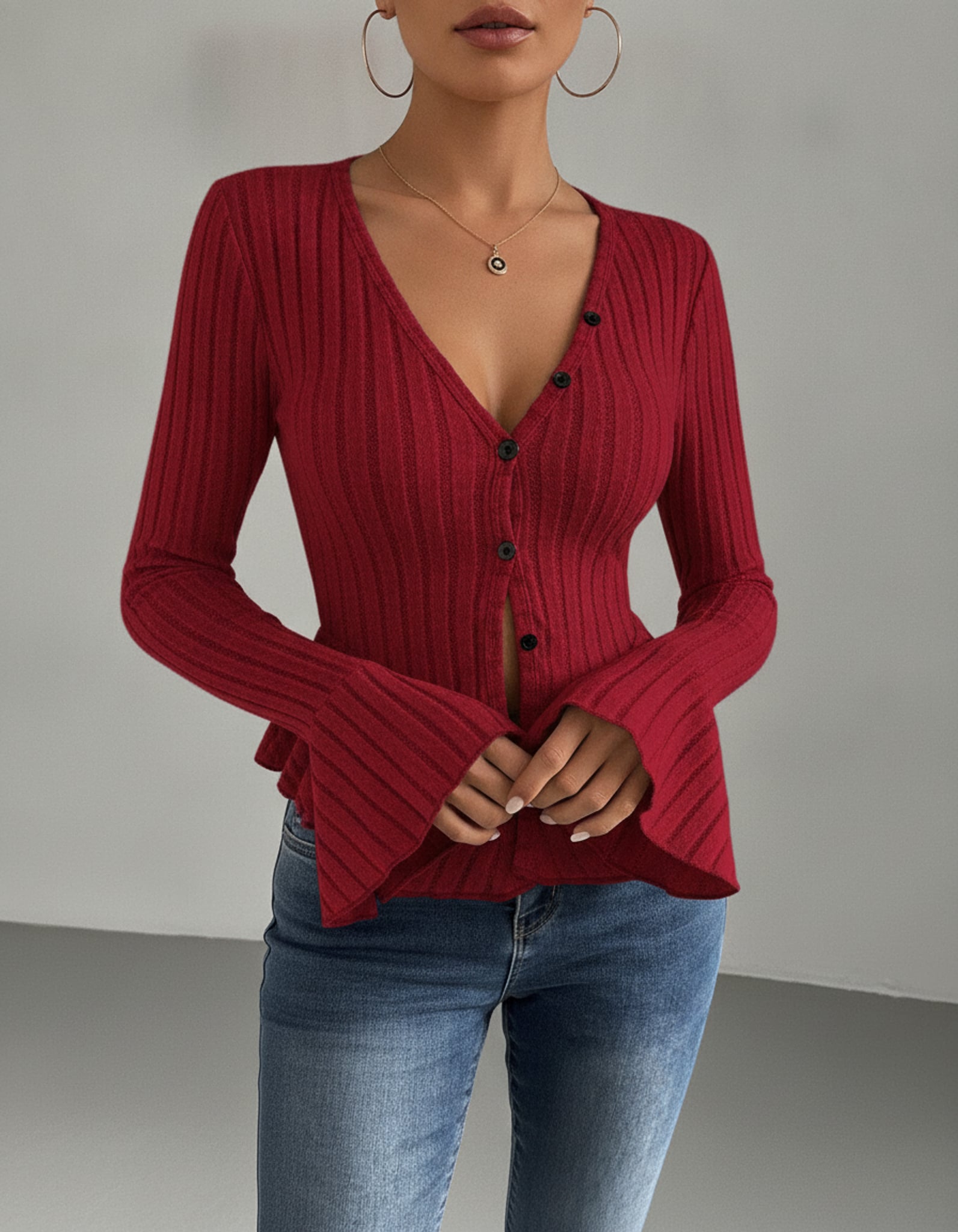 Léa Ruffled Peplum Knit Blouse