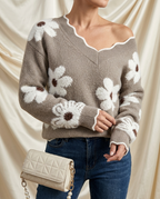 Léa Blossom V-Neck Knit Sweater