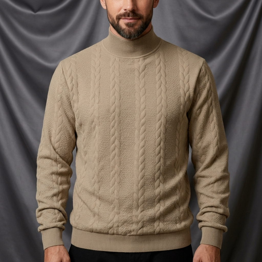 Blake Holloway Jacquard Knit Mid-Collar Sweater