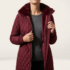 Léa Diamond Quilted Cinched Winter Jacket with Plush Collar