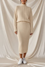Léa Elegant Knit Turtleneck & Midi Skirt Co-Ord
