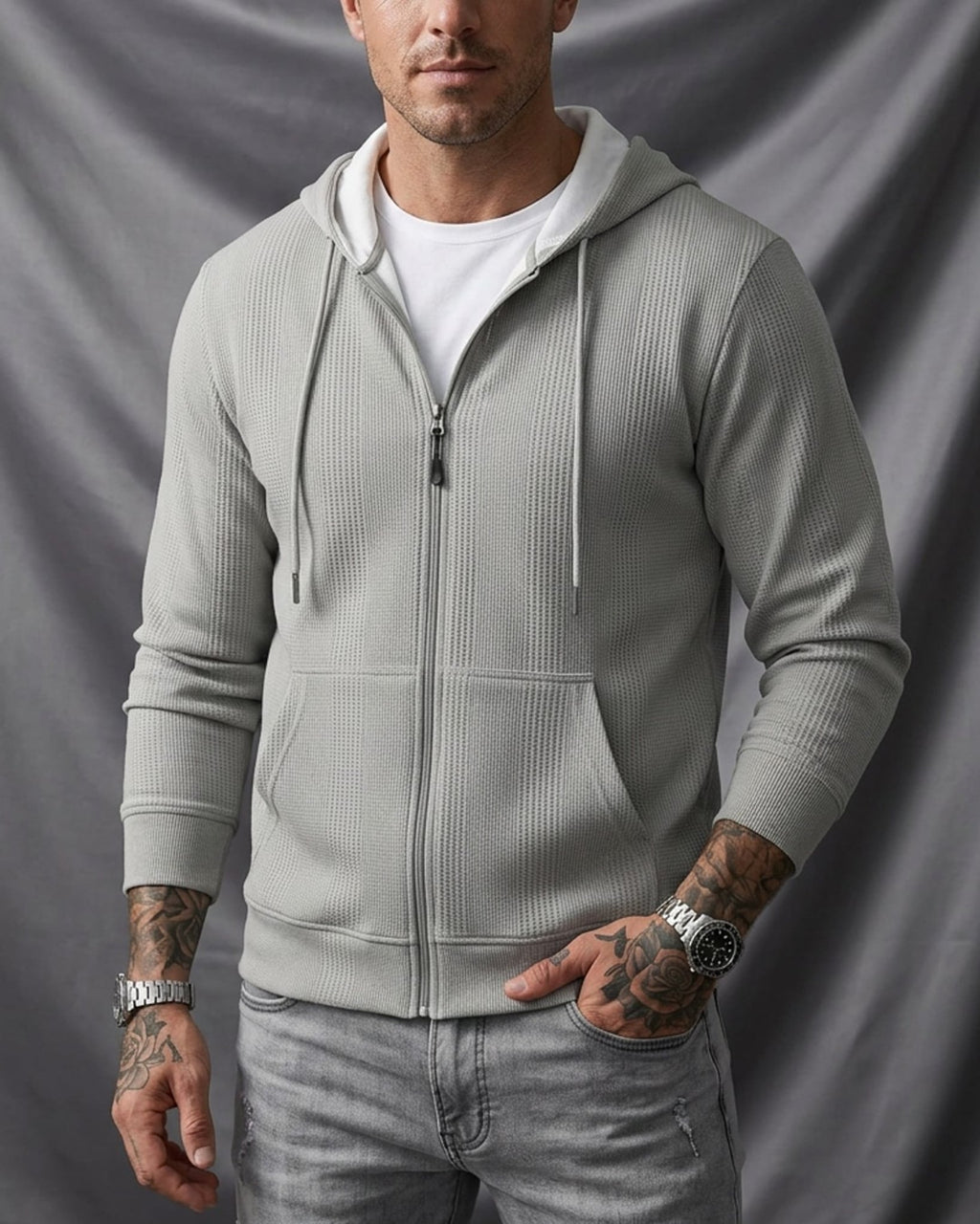 Sterling Waffle Knit Full-Zip Hoodie