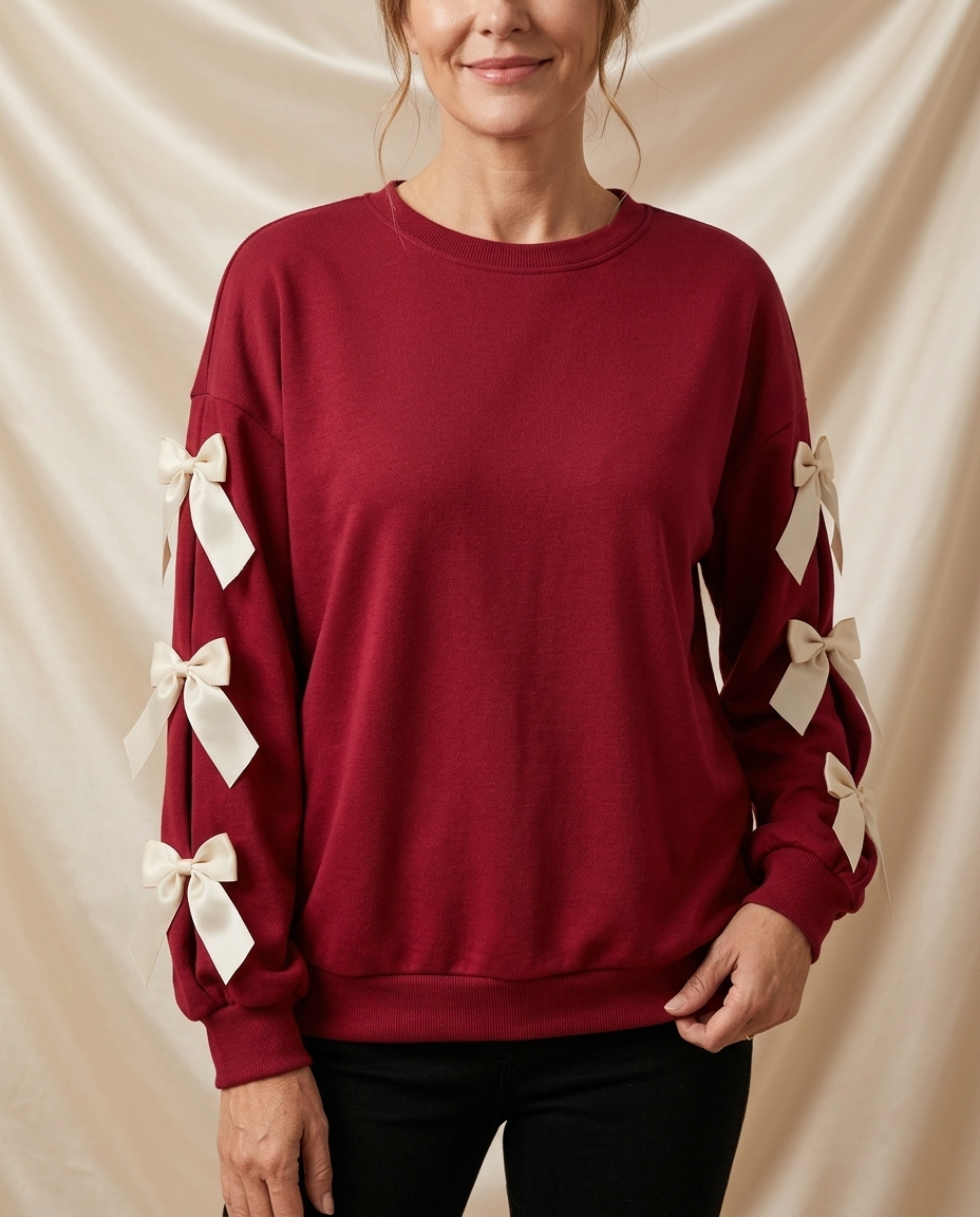 Léa Festive Christmas Bow Sweater Top