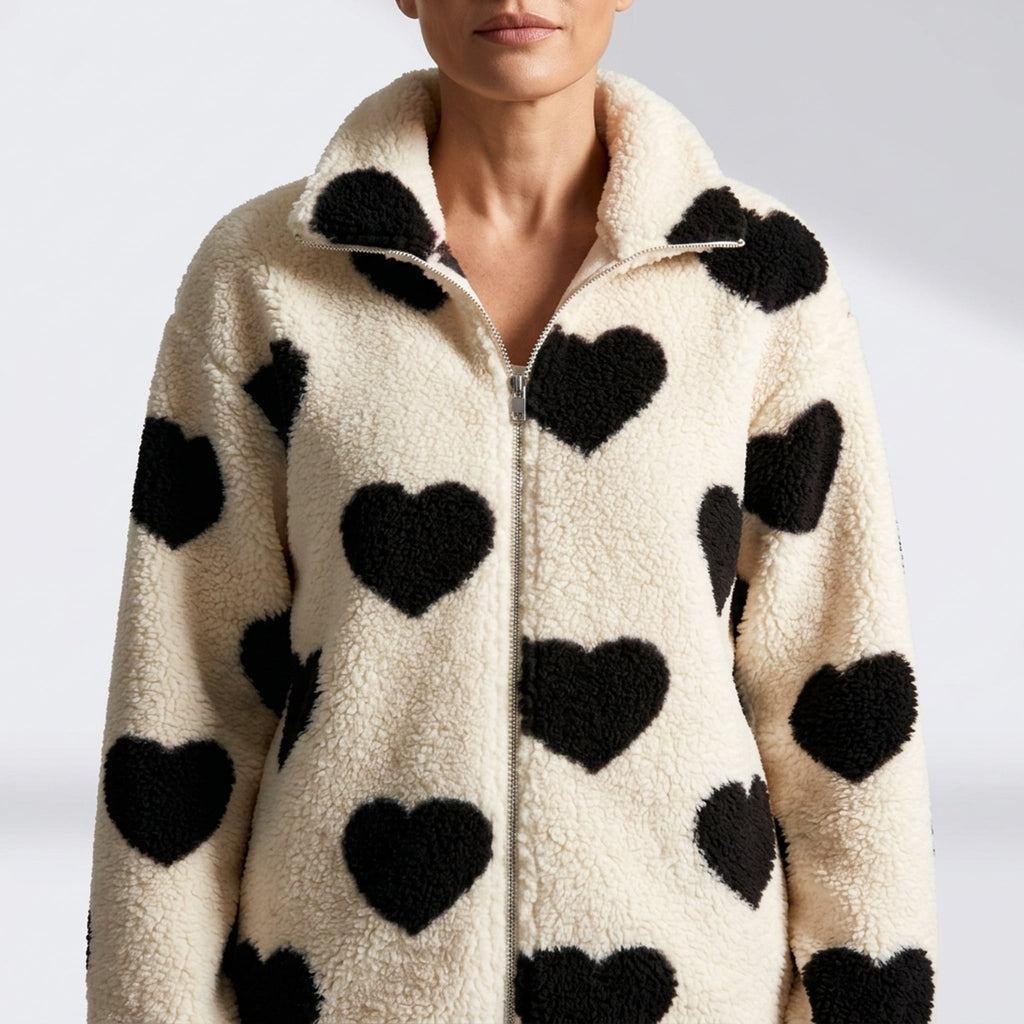 Léa Women's Cozy Hearts Plush Zip Jacket