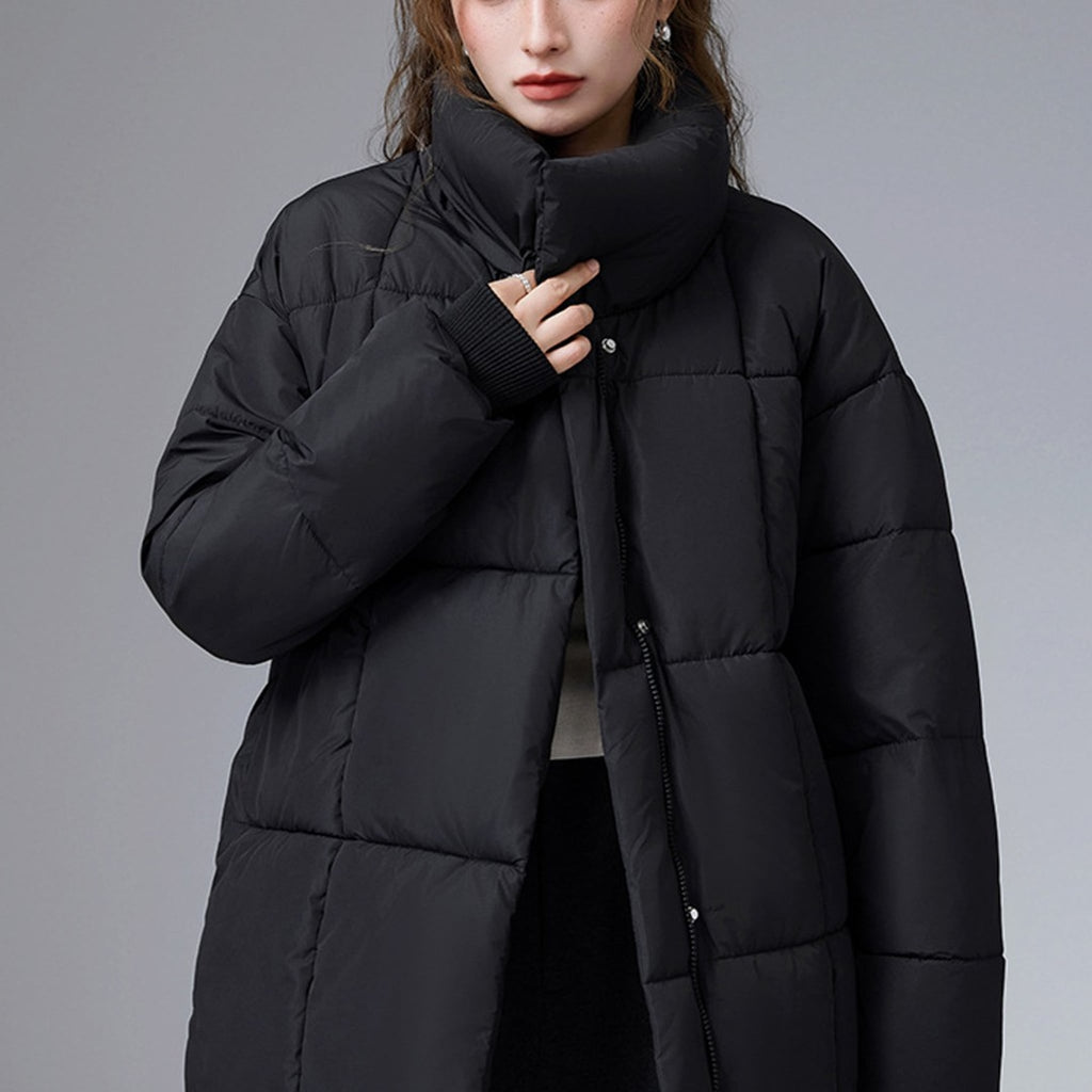 Rosella Stand Collar Belted Puffer Coat