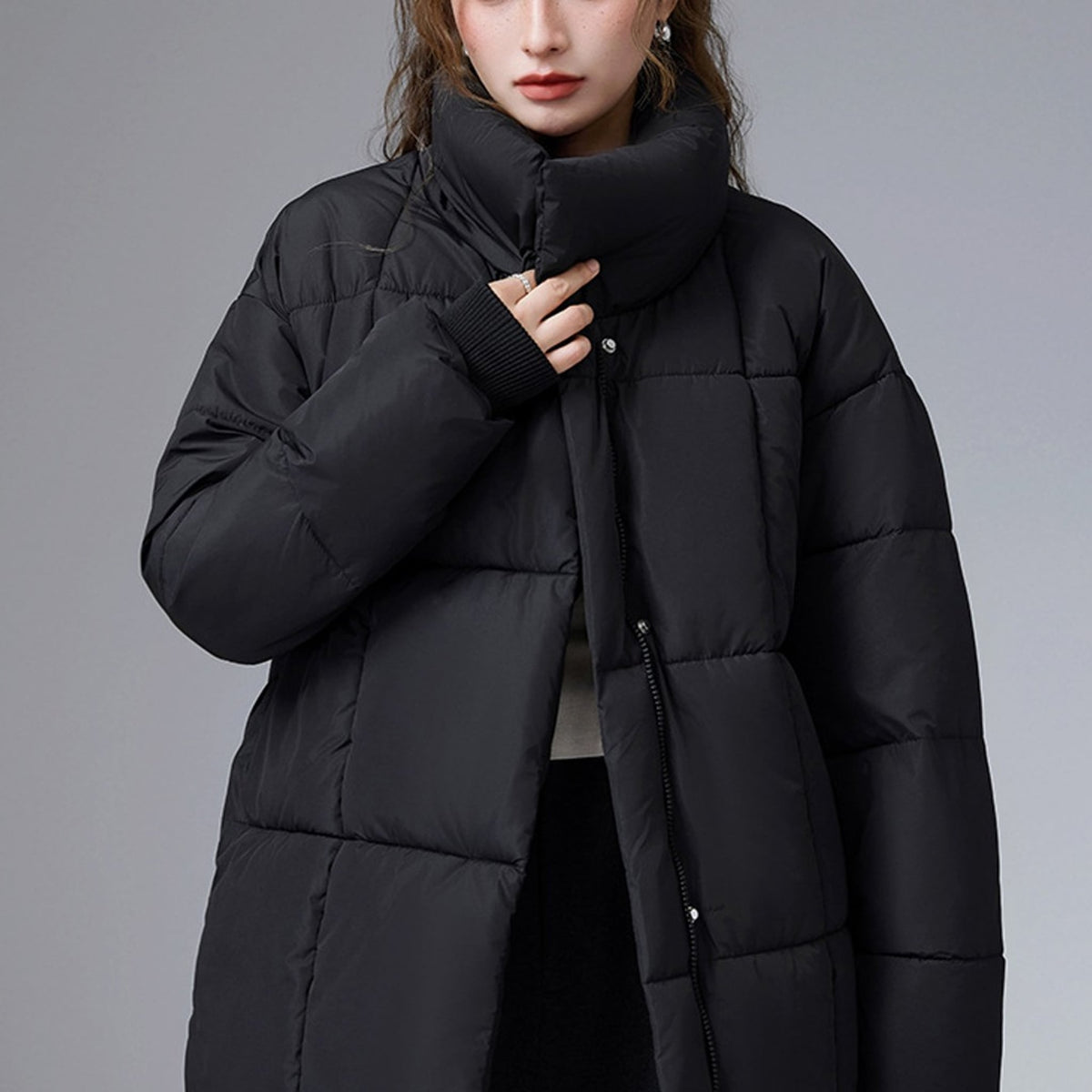 Rosella Stand Collar Belted Puffer Coat
