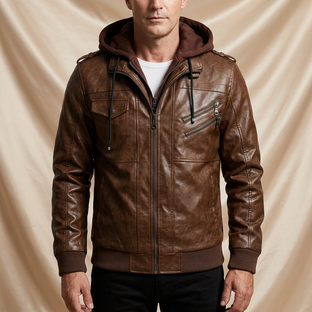 Stryde Vintage Aviator Layered Hoodie Jacket