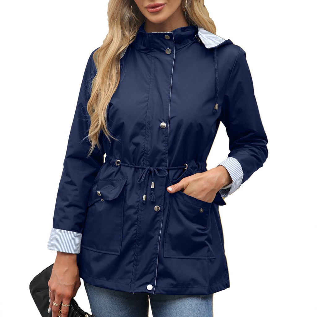 Léa Cinched Detachable Hood Windbreaker