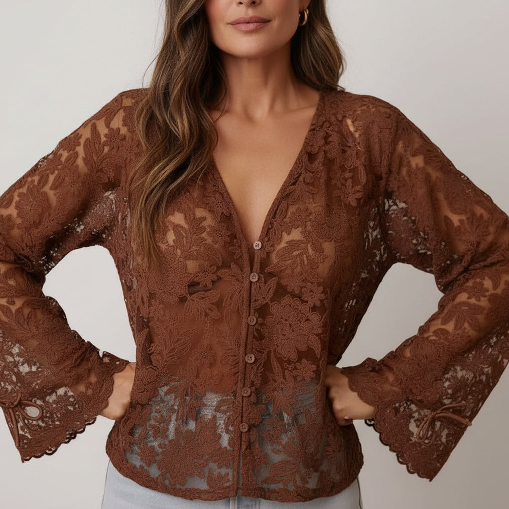 Léa Delia Floral Lace Blouse
