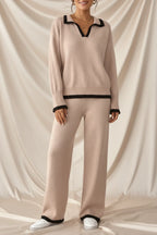 Léa Contrast Long Sleeve Loungewear Set