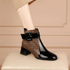 Élise Square Toe Chunky Heel Booties