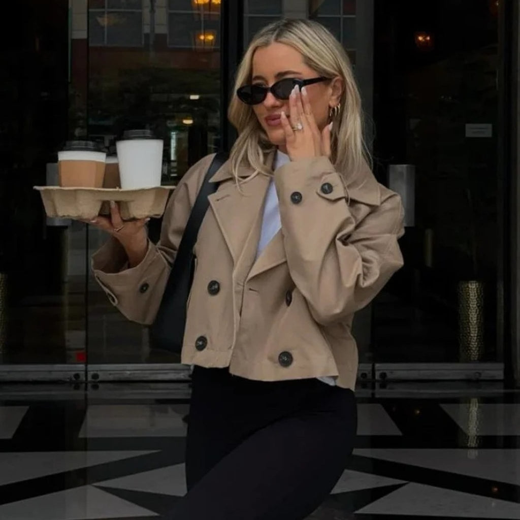 Léa Cropped Double-Breasted Trench Jacket