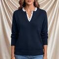 Léa Chic Lace Trim V-Neck Sweater