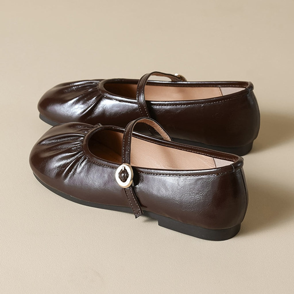 Élise Soft Sole Scrunched Mary Jane Ballet Flats