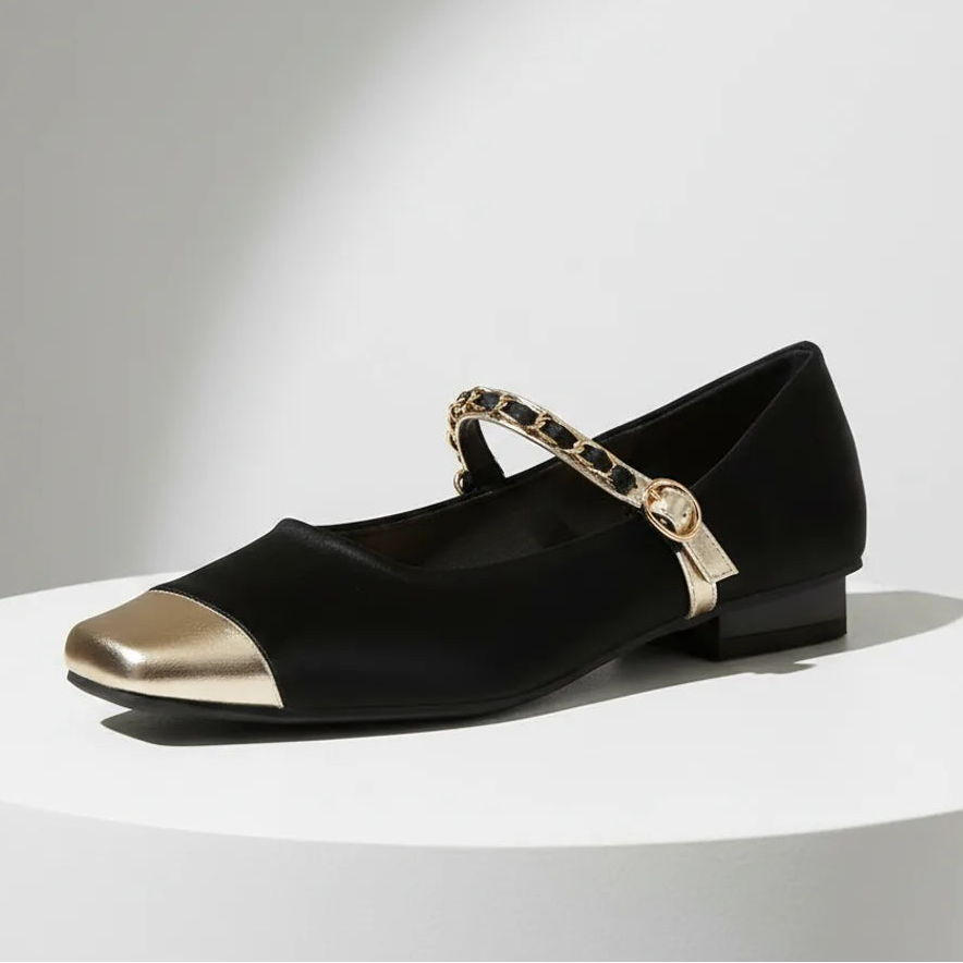 Élise French Gold Toe Mary Jane Flats