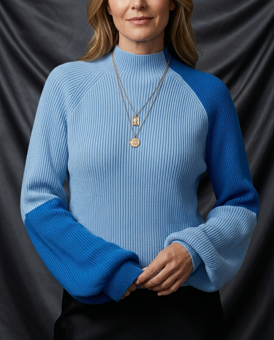 Léa Chic Colorblock Long Sleeve Pullover