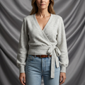 Léa Cross V-Neck Tie Waist Sweater
