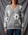 Léa Blossom V-Neck Knit Sweater