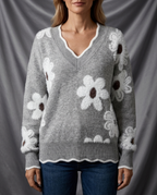 Léa Blossom V-Neck Knit Sweater