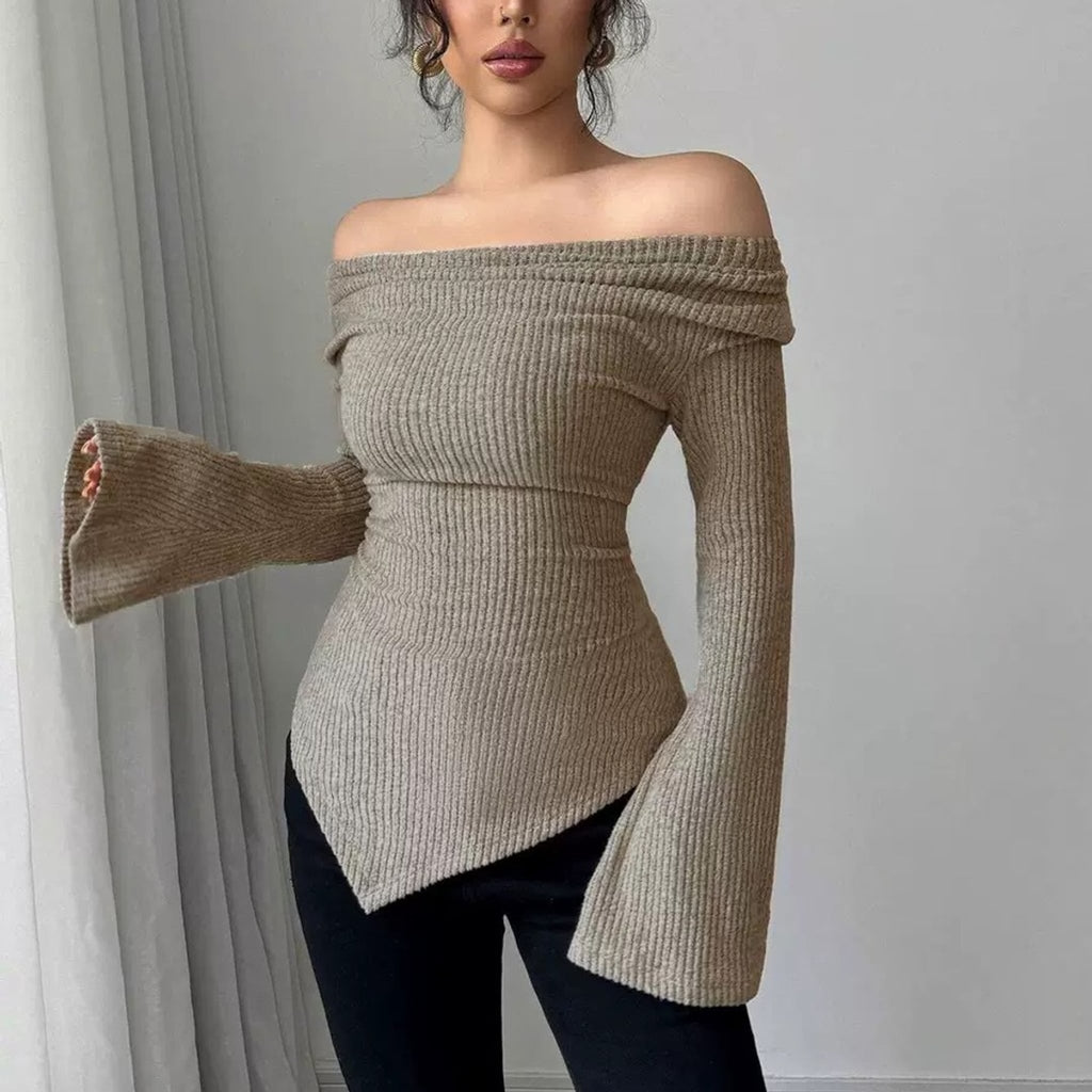 Léa Draped Neck Ribbed Sweater