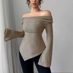 Léa Draped Neck Ribbed Sweater
