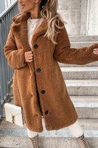 Léa Luxe Plush Lapel Long Coat