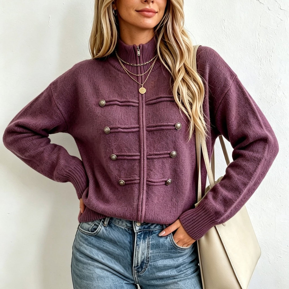 Léa Heritage Buttoned Knit Cardigan
