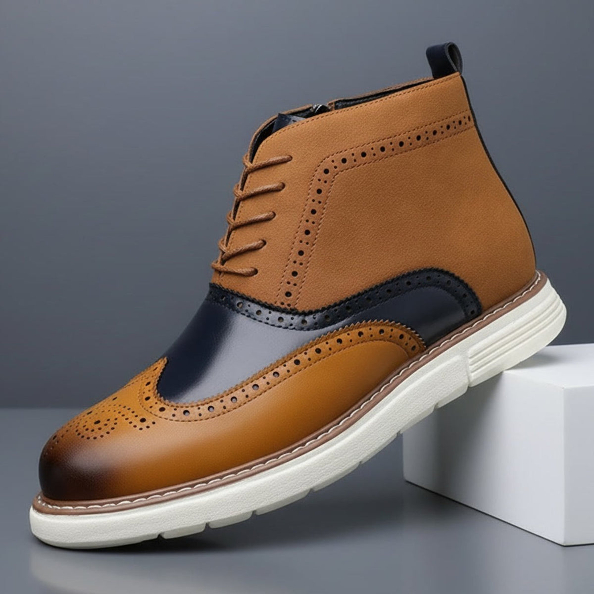 Stanton High-Top Brogue Side-Zip Dress Sneaker