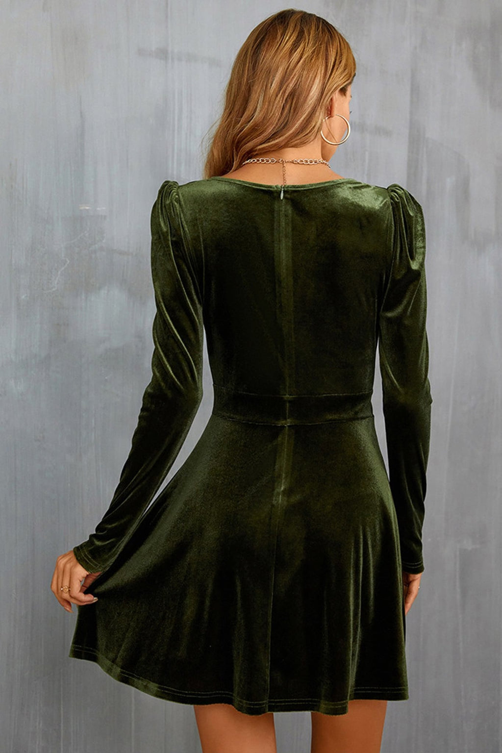 Léa Velvet V-Neck Long Sleeve A-Line Dress