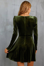 Léa Velvet V-Neck Long Sleeve A-Line Dress