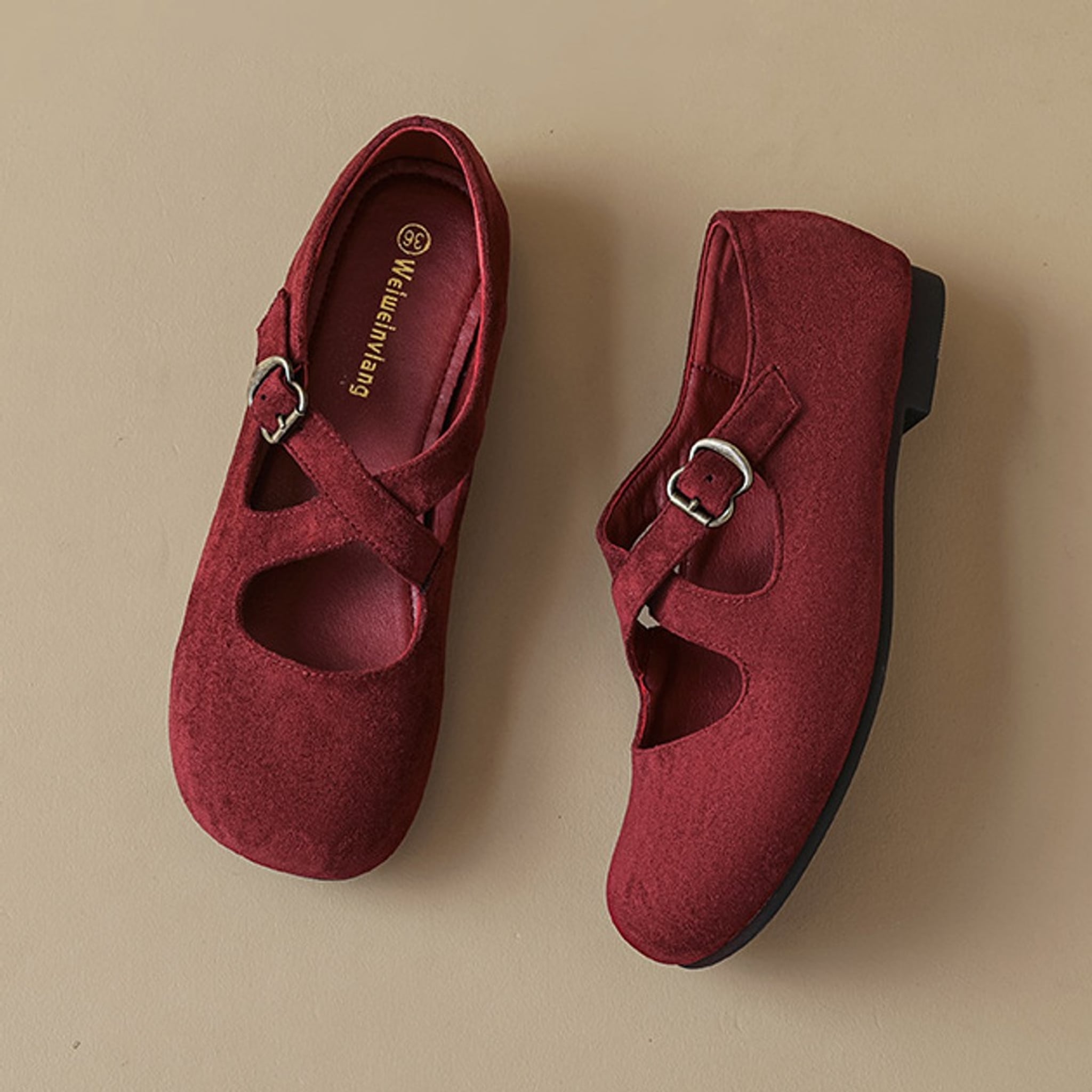 Élise Retro Cross-Strap Mary Jane Ballet Flats