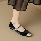 Élise French Gold Toe Mary Jane Flats