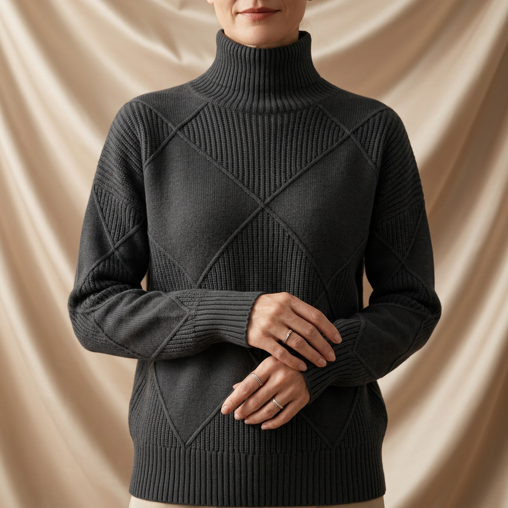 Luciel Diamond Knit Turtleneck Sweater