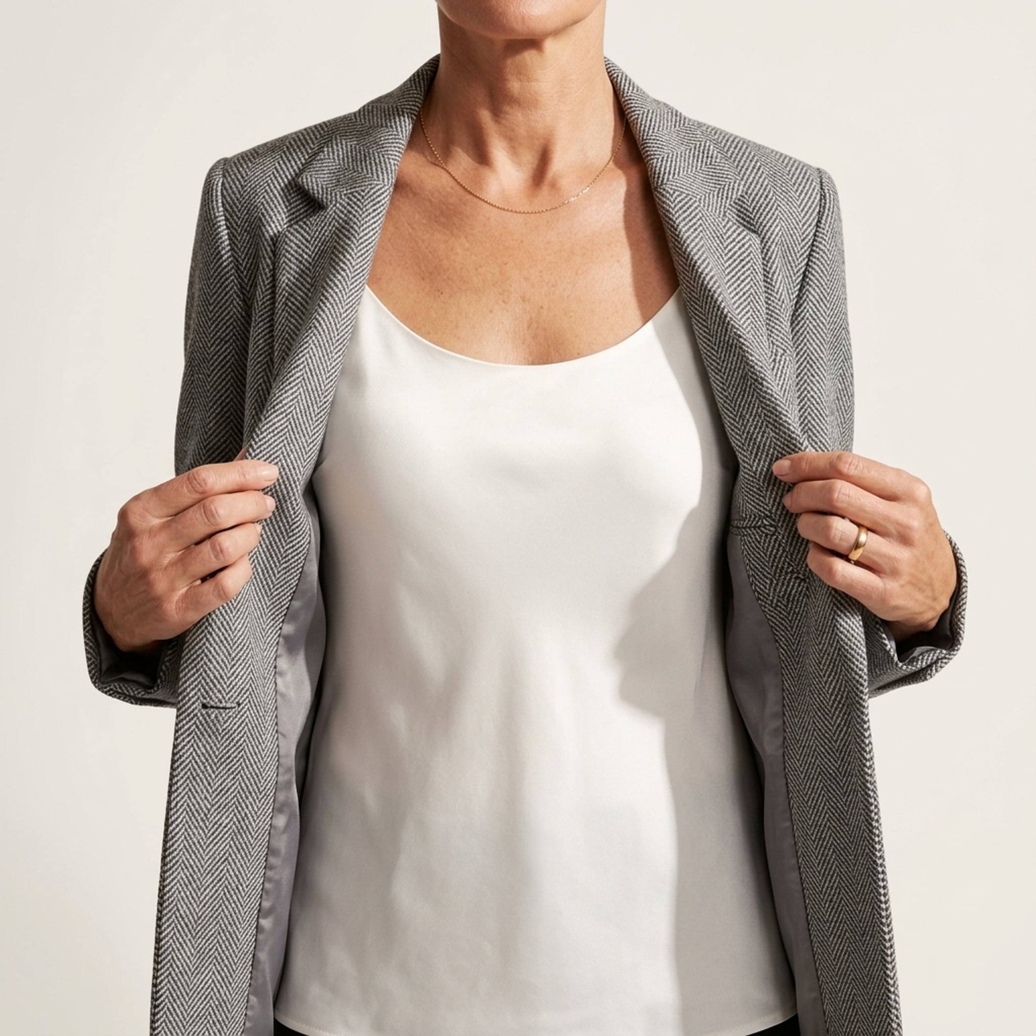 Léa Business Casual Buttonless Jacquard Jacket
