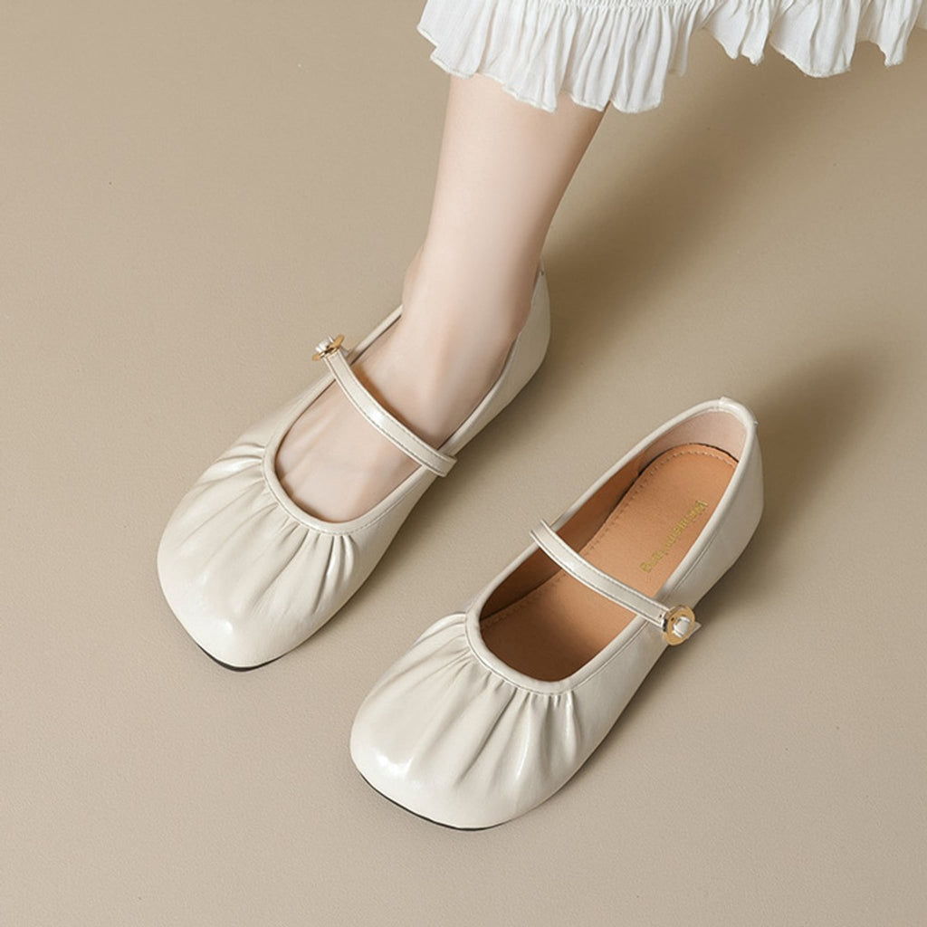 Élise Soft Sole Scrunched Mary Jane Ballet Flats