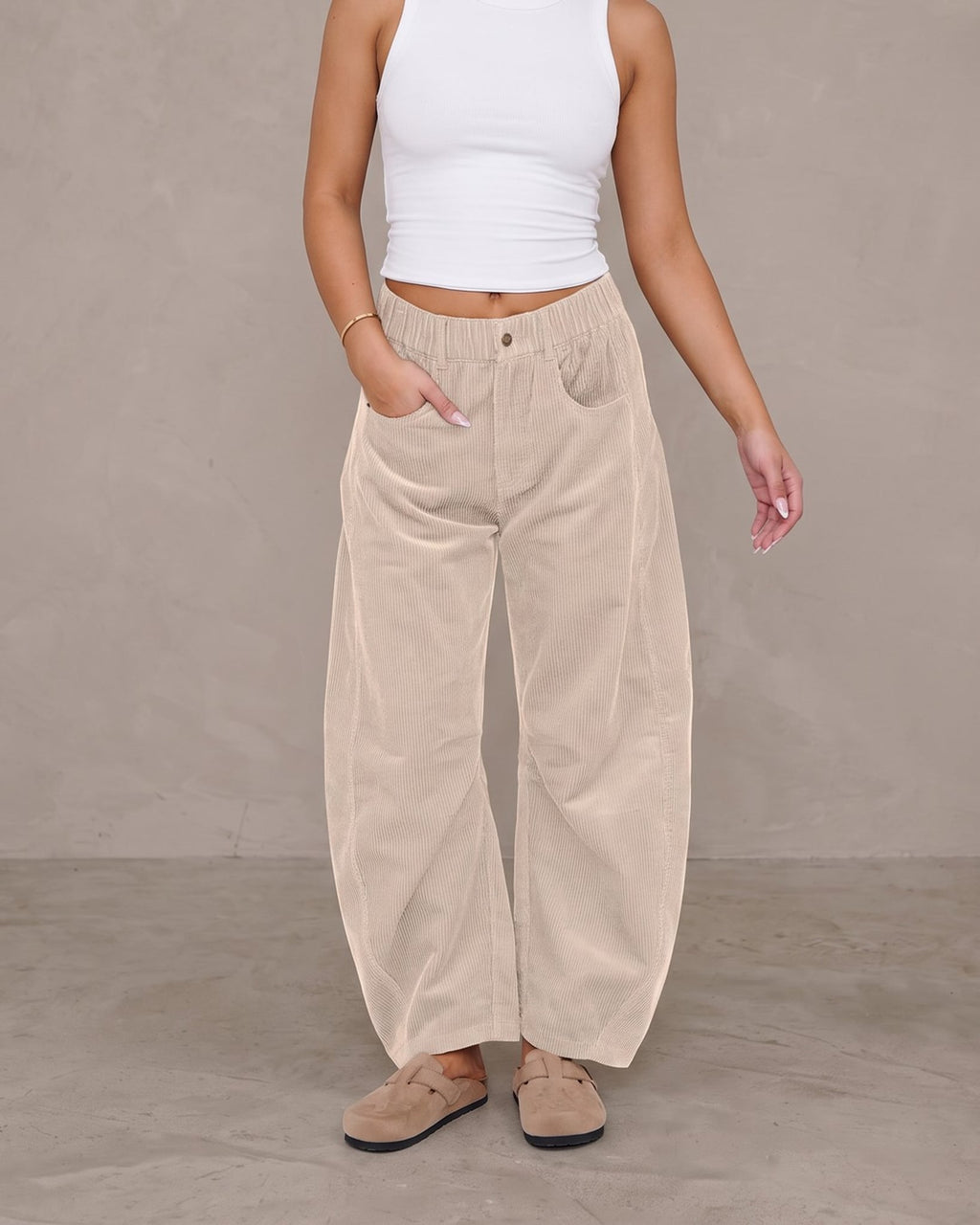 Léa Ribbed Corduroy Wide Leg Pants