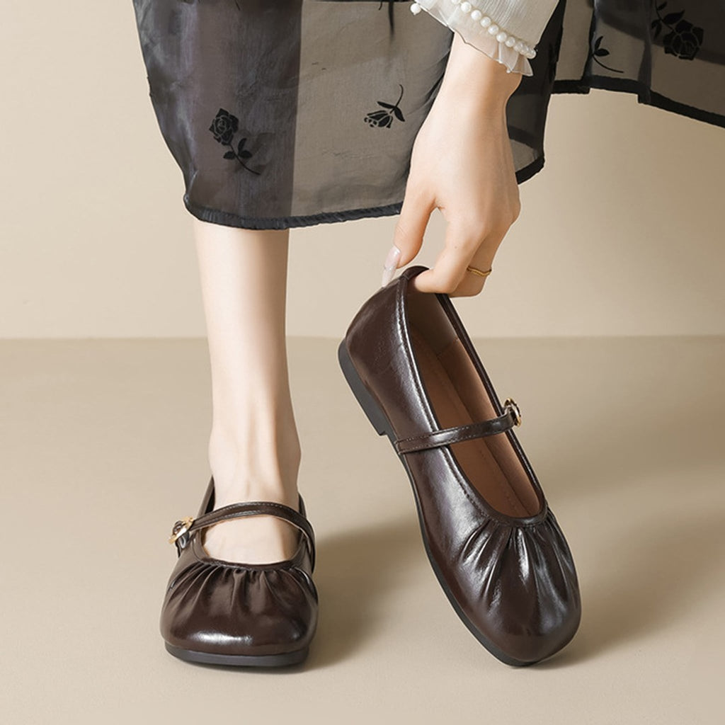 Élise Soft Sole Scrunched Mary Jane Ballet Flats