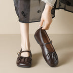 Élise Soft Sole Scrunched Mary Jane Ballet Flats