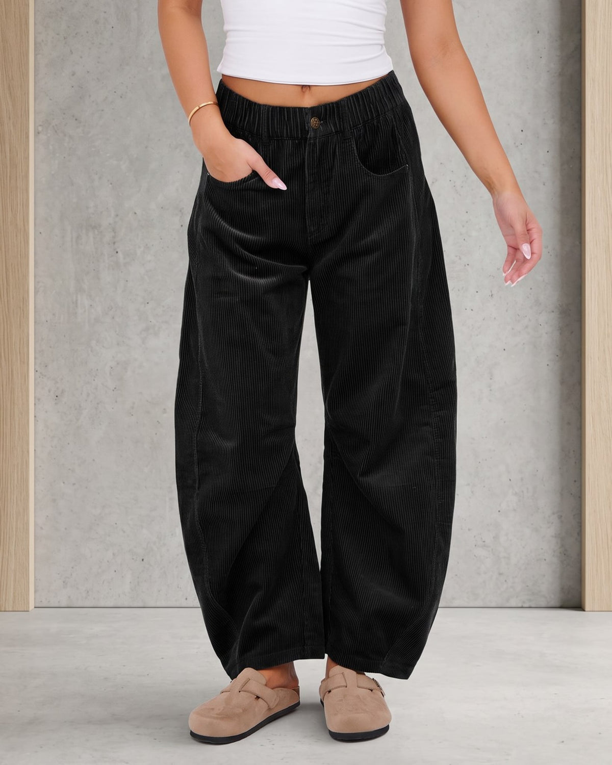 Léa Ribbed Corduroy Wide Leg Pants