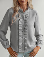 Léa Ruffled Stand Collar Blouse