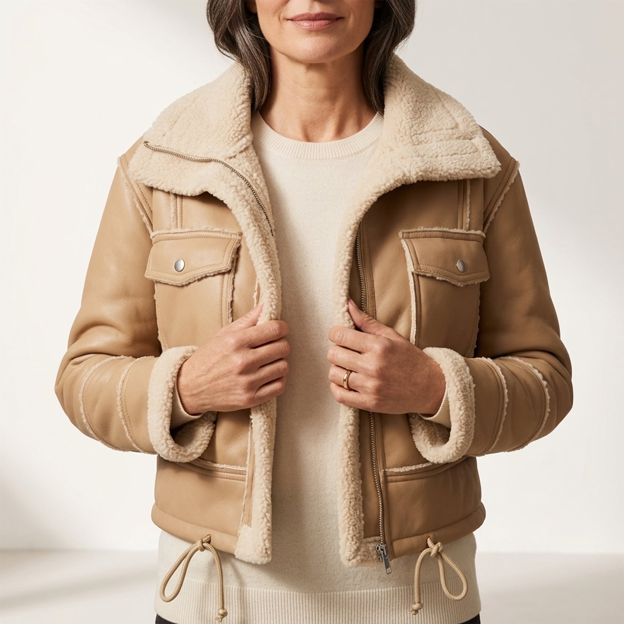 Léa Fur Lined Vegan Leather Jacket
