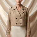Léa Cropped Double-Breasted Trench Jacket