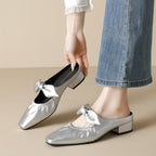 Élise Scrunched Bow Slip-On Mules