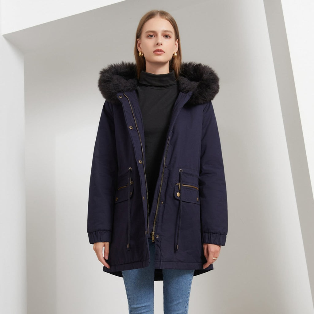 Léa Faux Fur Hooded Cinched Waist Parka